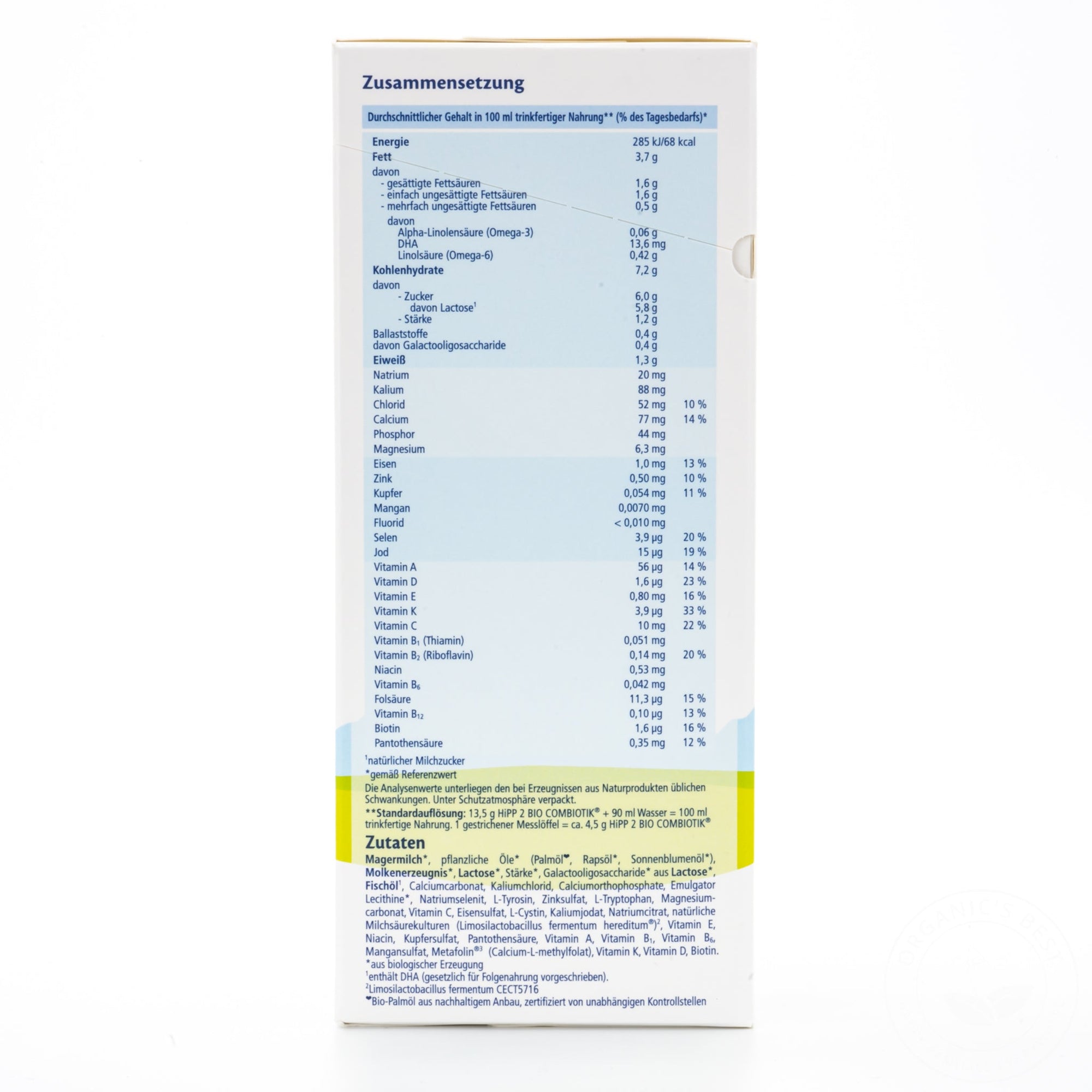 HiPP Stage 2 Combiotic Formula - German Version | Nutrition Facts