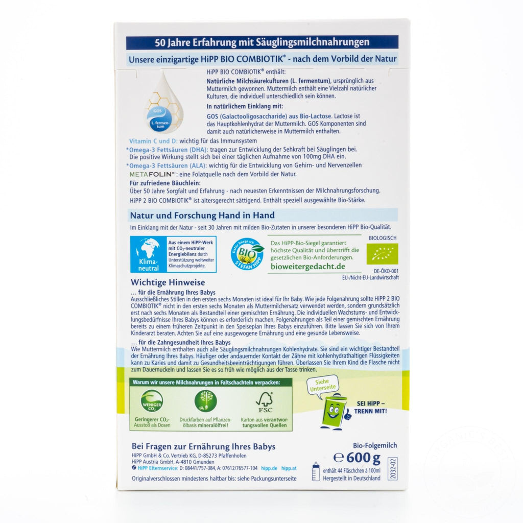 HiPP Stage 2 Combiotic Formula - German Version (600g) - 8 Boxes