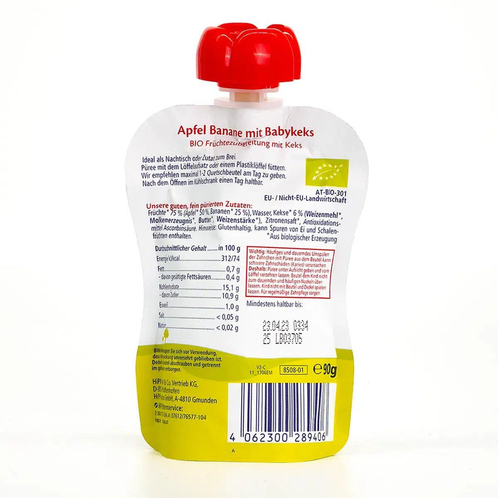 HiPP Fruit Pouches - Apple-Banana & Baby Biscuit | Nutrition Facts