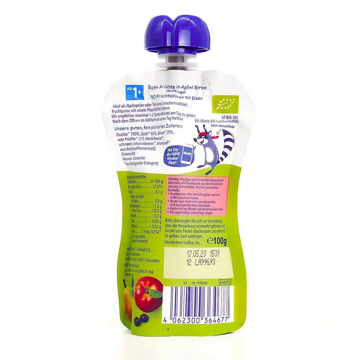 HiPP Fruit Pouches Hippis Mixpack (12+ Months) - 4 Pouches