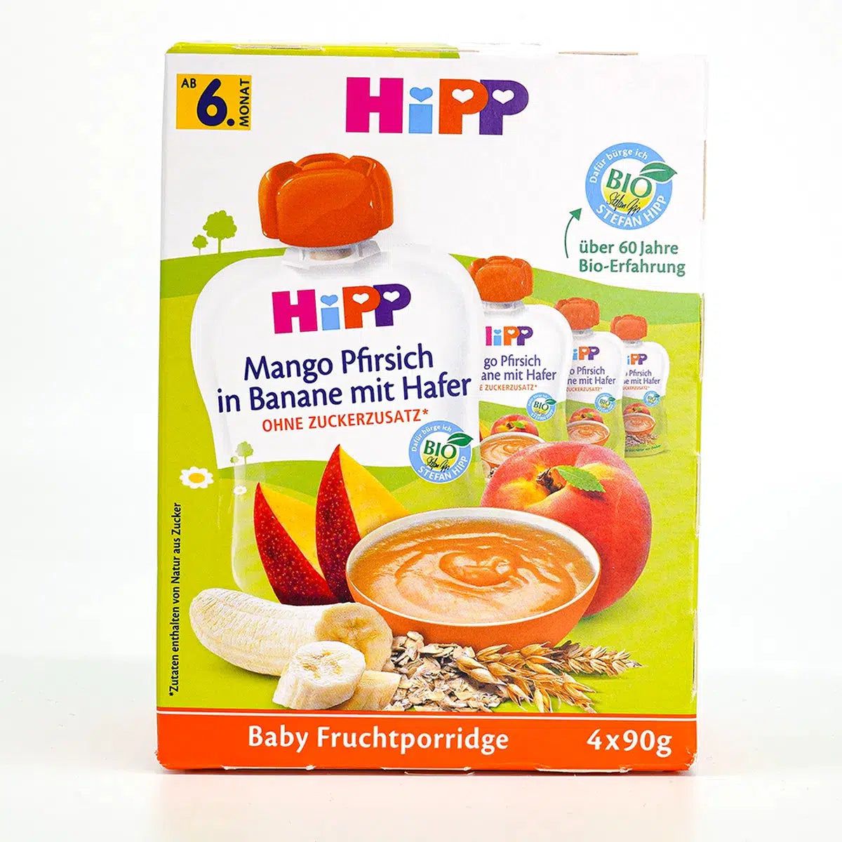 HiPP Fruit Pouches - Mango, Peach, Banana with Oats & Porridge | Organic's Best Shop
