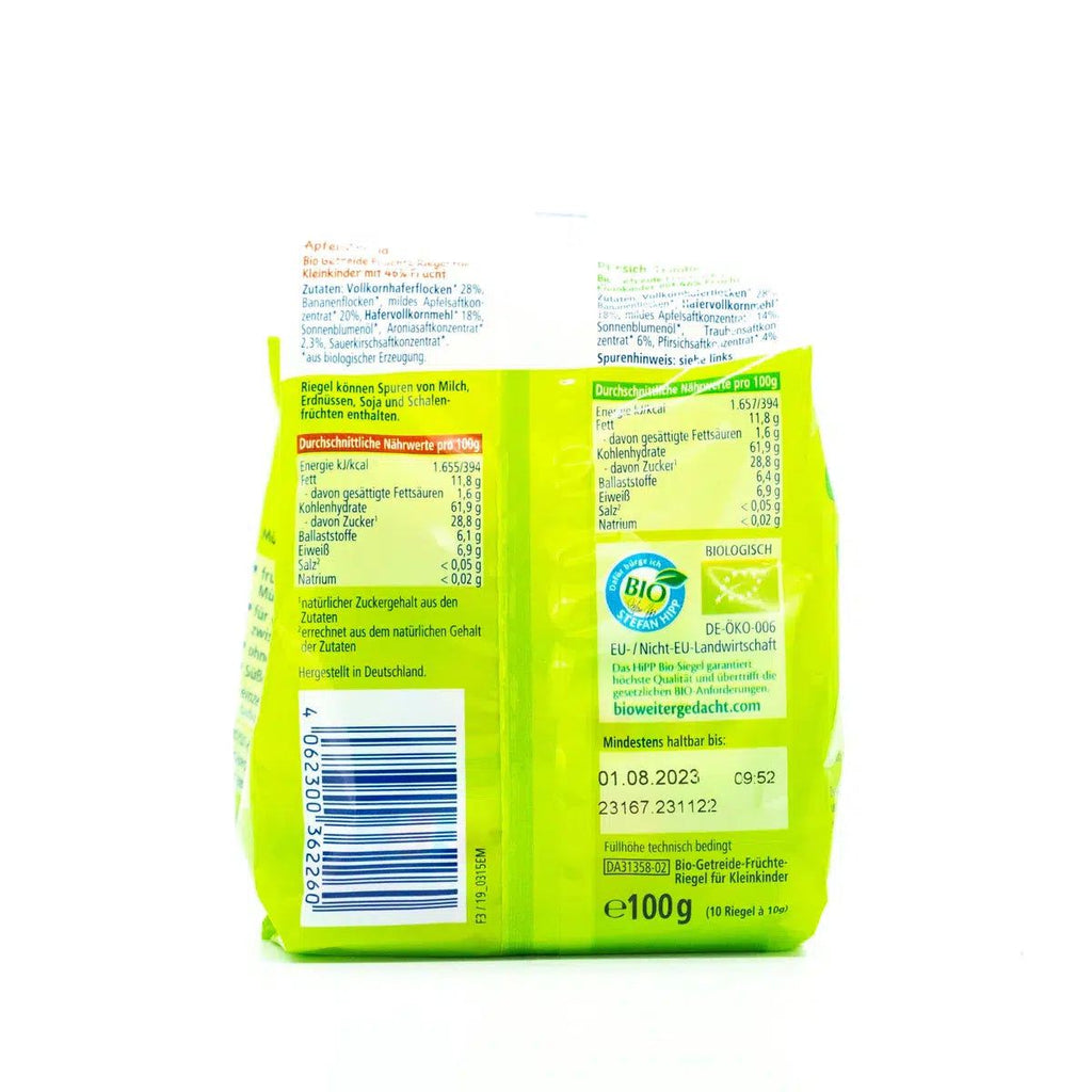 HiPP Fruit muesli snack bar, from 12 months | Nutrition facts