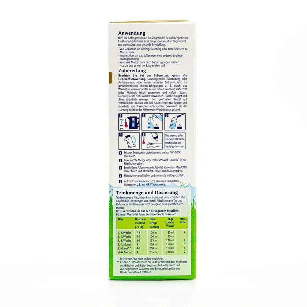 HiPP Goat Milk Formula Stage PRE - German Version (400g) - 8 Boxes