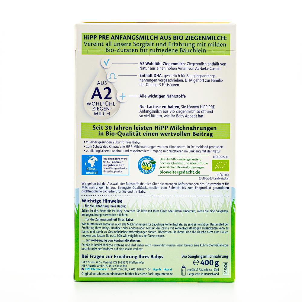 HiPP Goat Milk Formula Stage PRE (0-6 Months) Ingredients