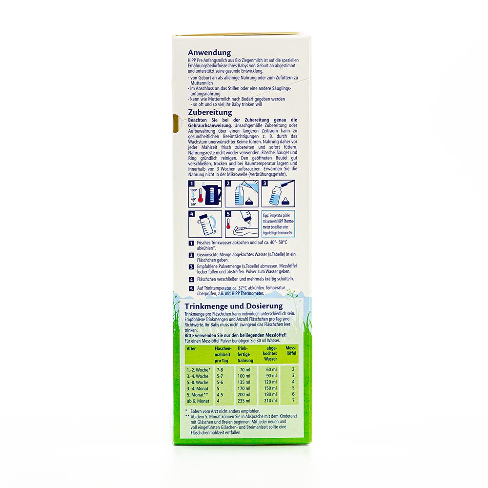HiPP Goat Milk Formula Stage PRE - German Version (400g) - 8 Boxes