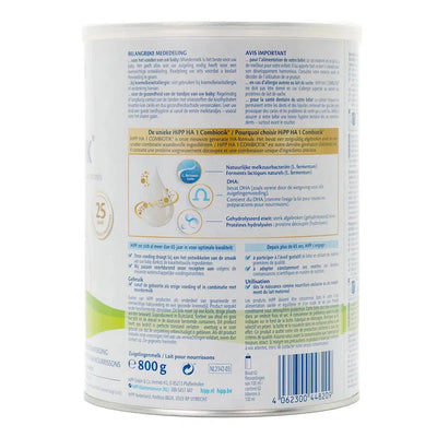 HiPP HA Dutch Stage 1 Hypoallergenic Combiotic Formula (800g) | Organic European Baby Formula | Information