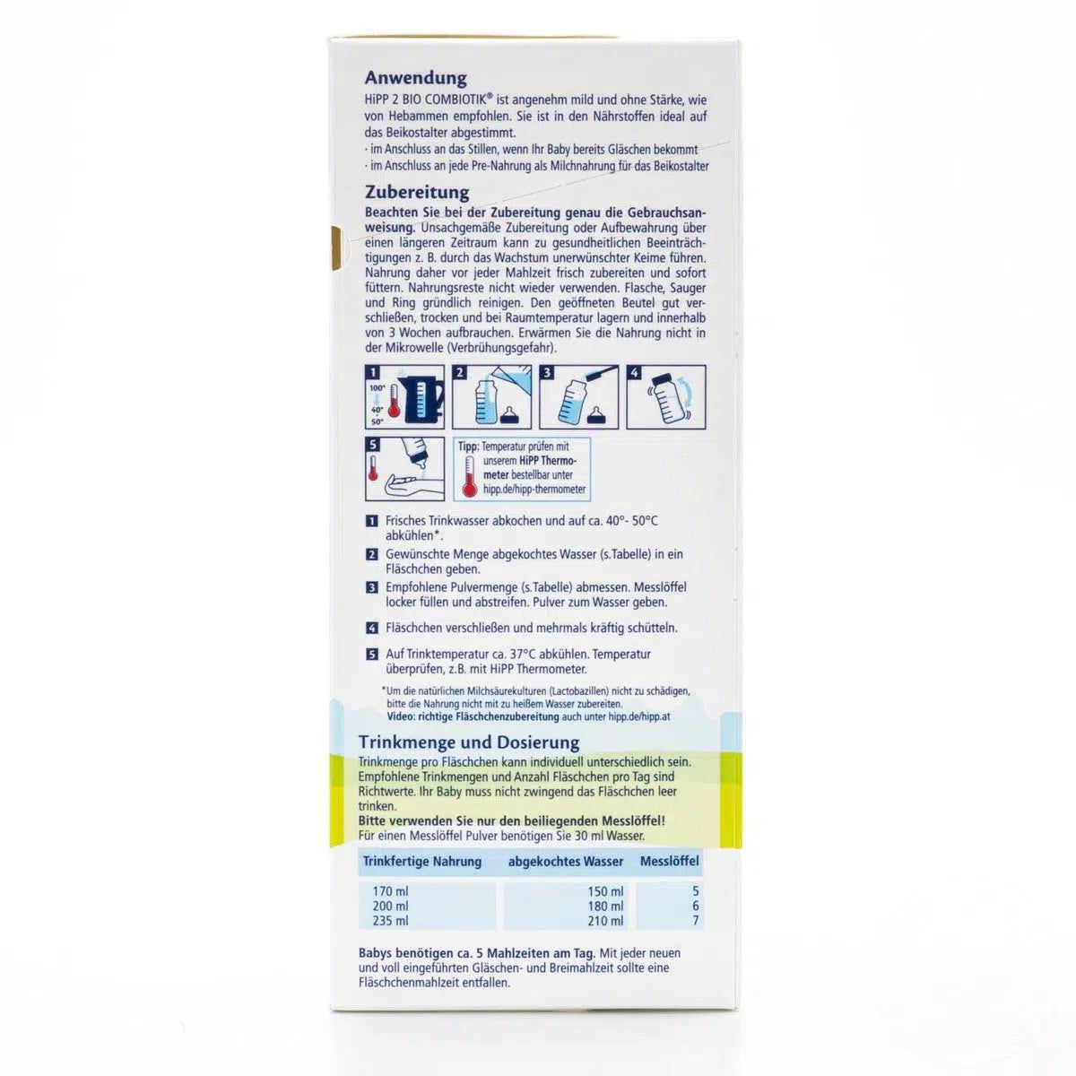 HiPP No Starch Stage 2 (6+ Months) Combiotic Formula - German Version (600g) - 8 Boxes