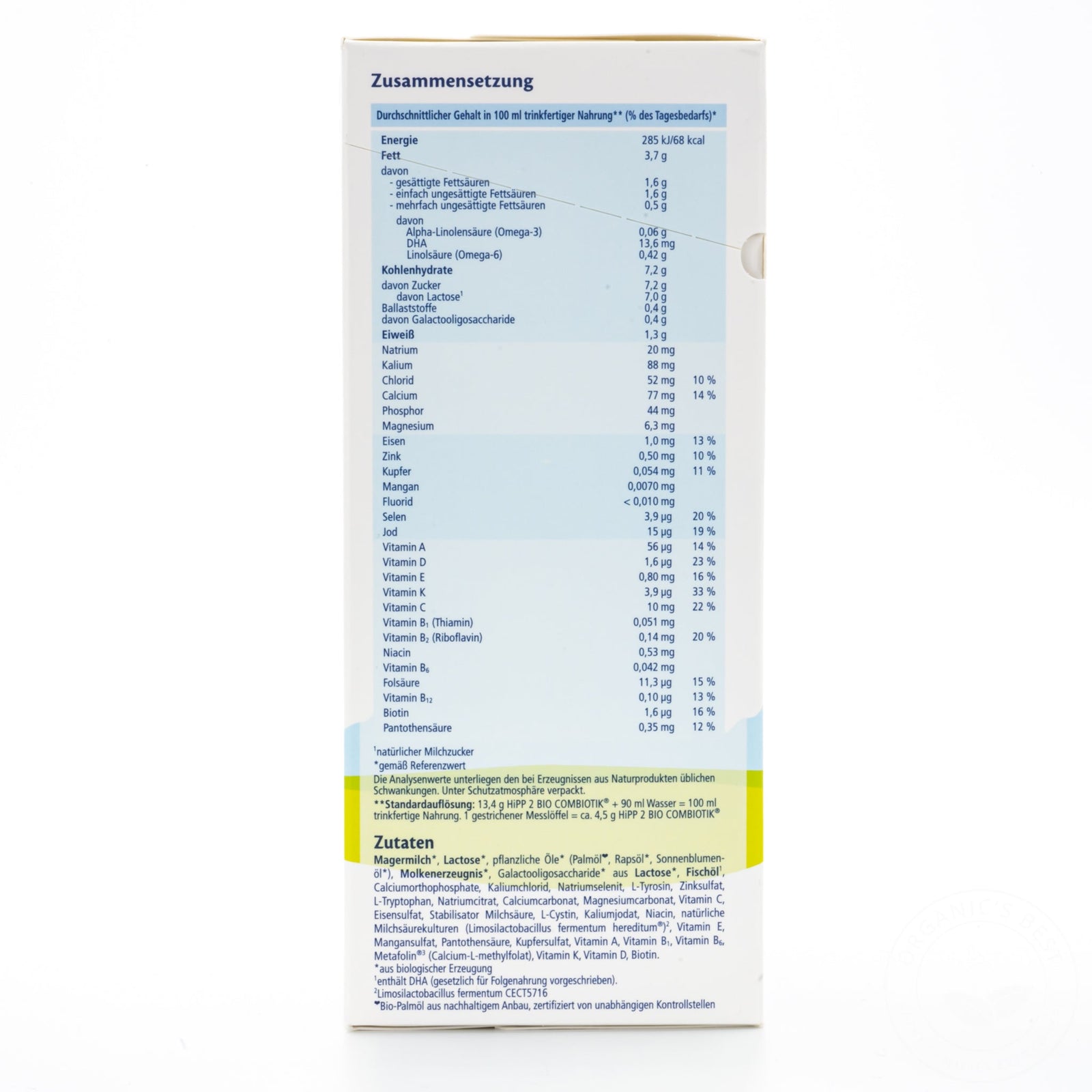 HiPP No Starch Stage 2 (6+ Months) Combiotic Formula - German Version (600g) - 8 Boxes