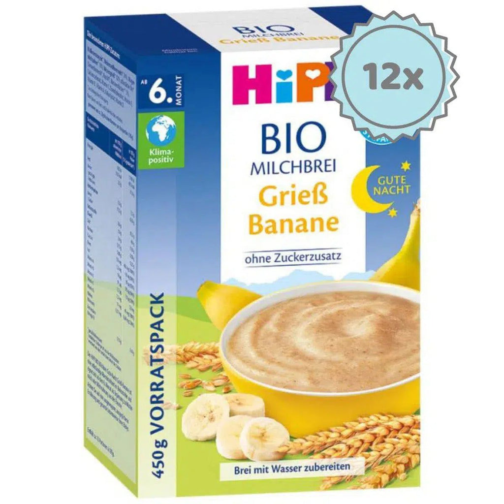HiPP Organic Banana-Semolina Milk Evening Porridge (6+ Months) - 12 Boxes