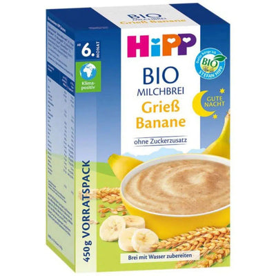 HiPP Organic Banana-Semolina Milk Evening Porridge (6+ Months) | Organic Baby Food