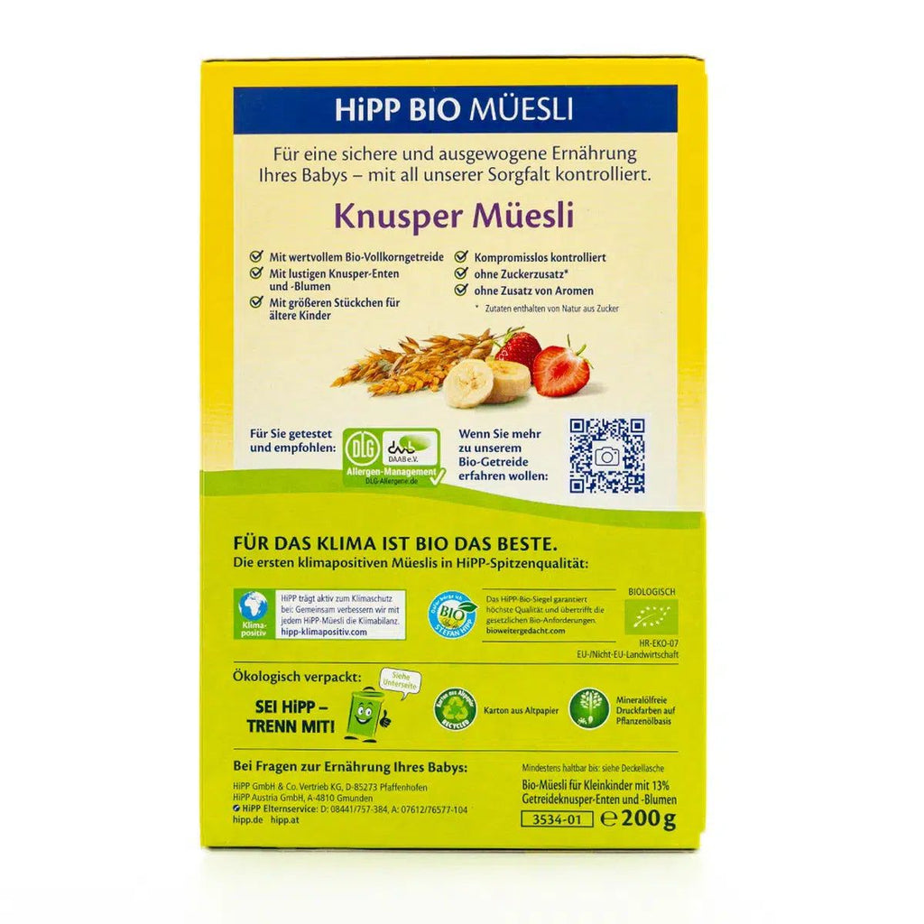 HiPP Organic Crunchy Muesli (15+ Months) Ingredients