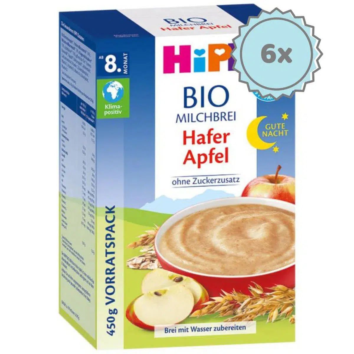 HiPP Organic Good Night Milk Porridge - Oat and Apple - 6 Boxes