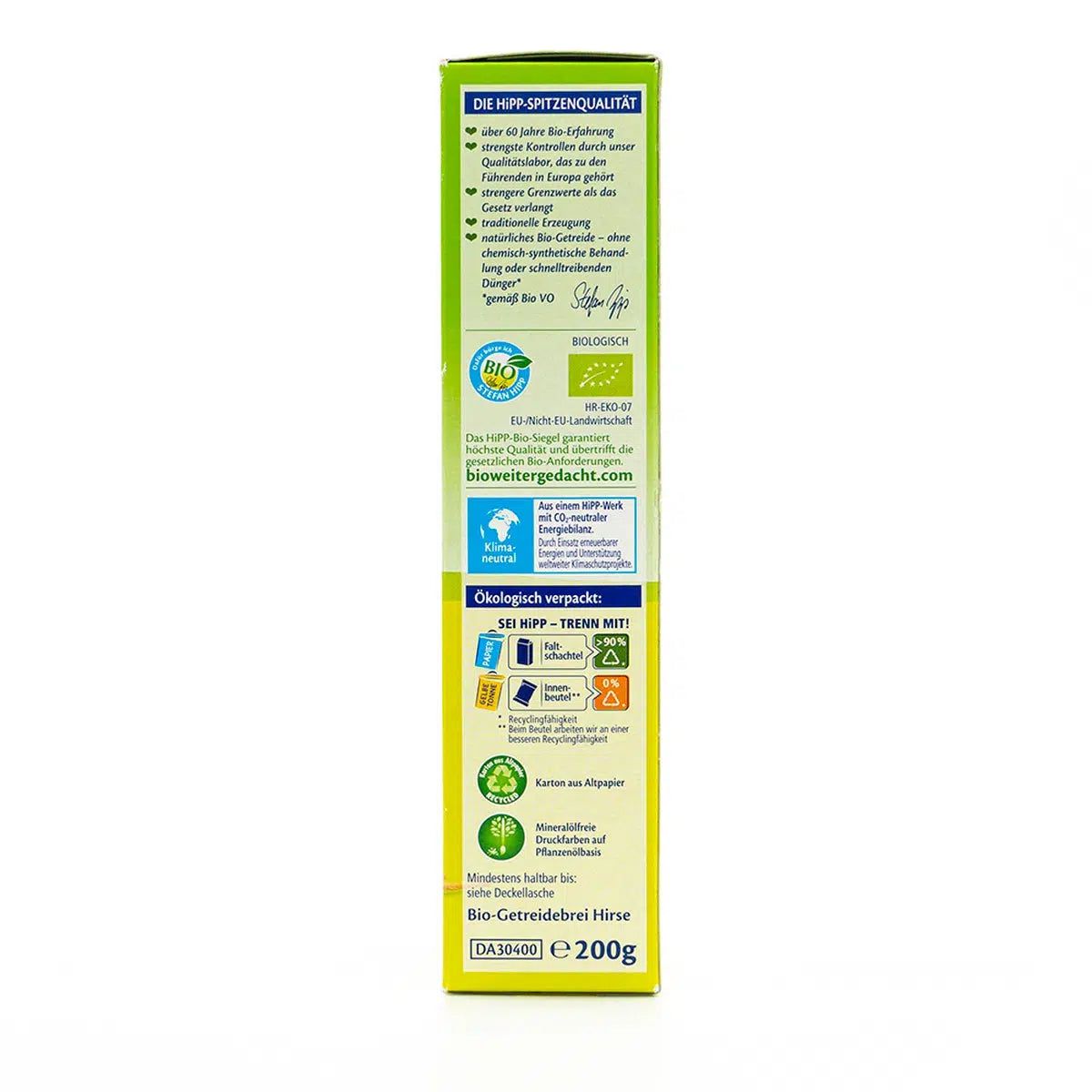 HiPP Organic Grain Porridge - Fine Millet With Rice And Corn Ingredients