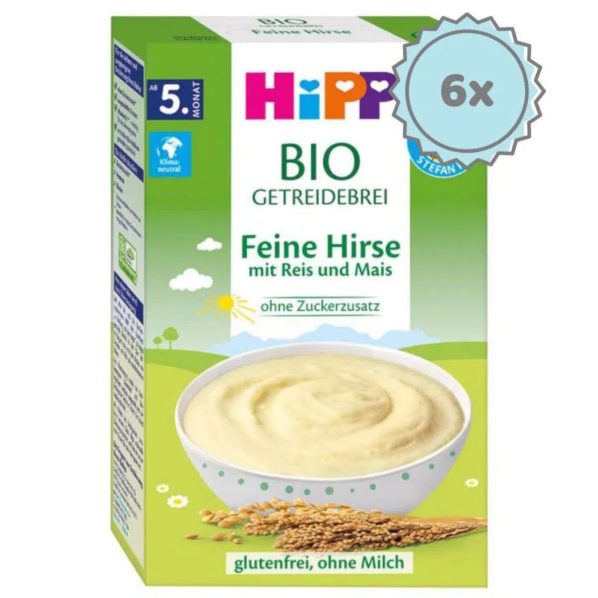 HiPP Organic Grain Porridge - Fine Millet With Rice And Corn - 6 Boxes