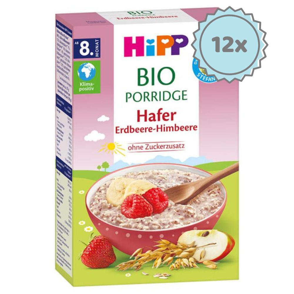 HiPP Organic Porridge - Oat Strawberry-Raspberry (8+ Months) - 12 Boxes