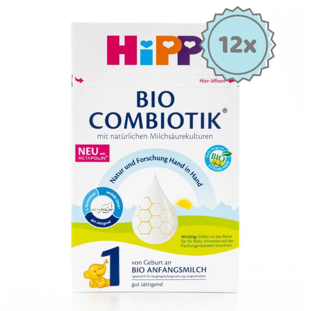 HiPP Stage 1 Organic Combiotic Formula (600g) - German Version - 12 Boxes