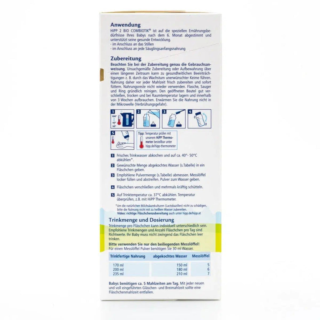 HiPP Stage 2 Combiotic Formula - German Version | Baby Formula Preparation Instruction