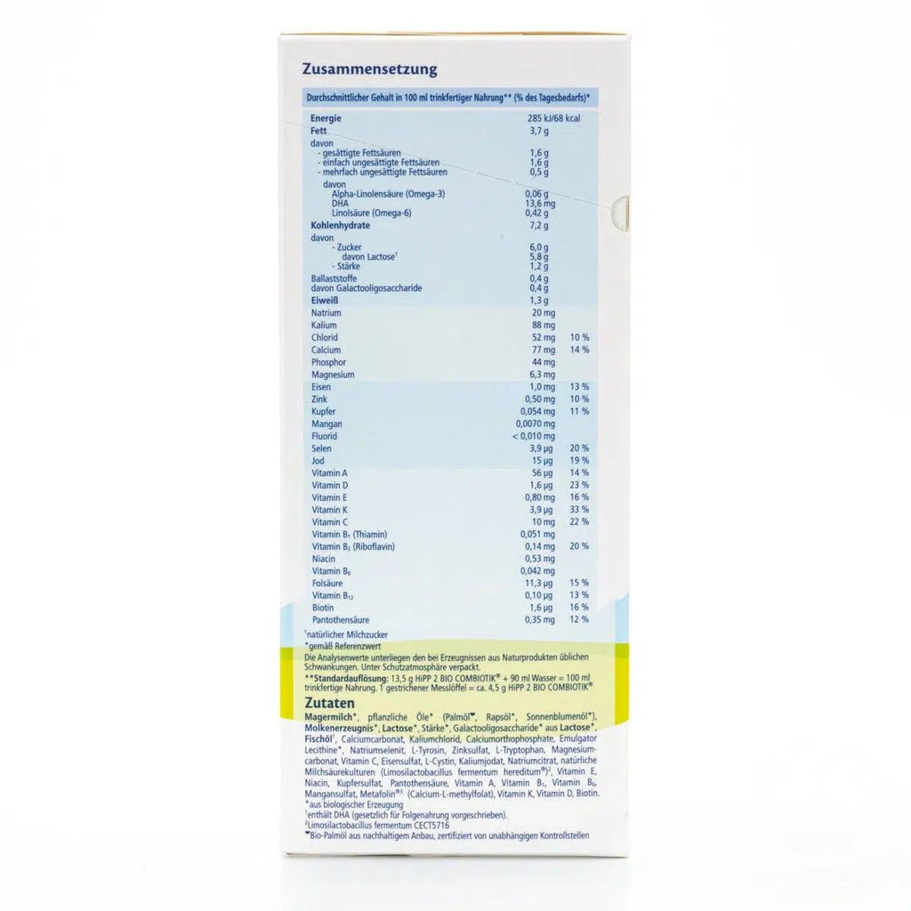 HiPP Stage 2 Combiotic Formula - German Version | Nutrition Facts