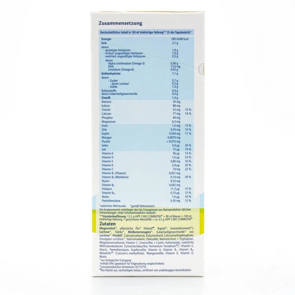 HiPP Stage 3 (10+ Months) Combiotic Formula - German Version | Nutrition Facts