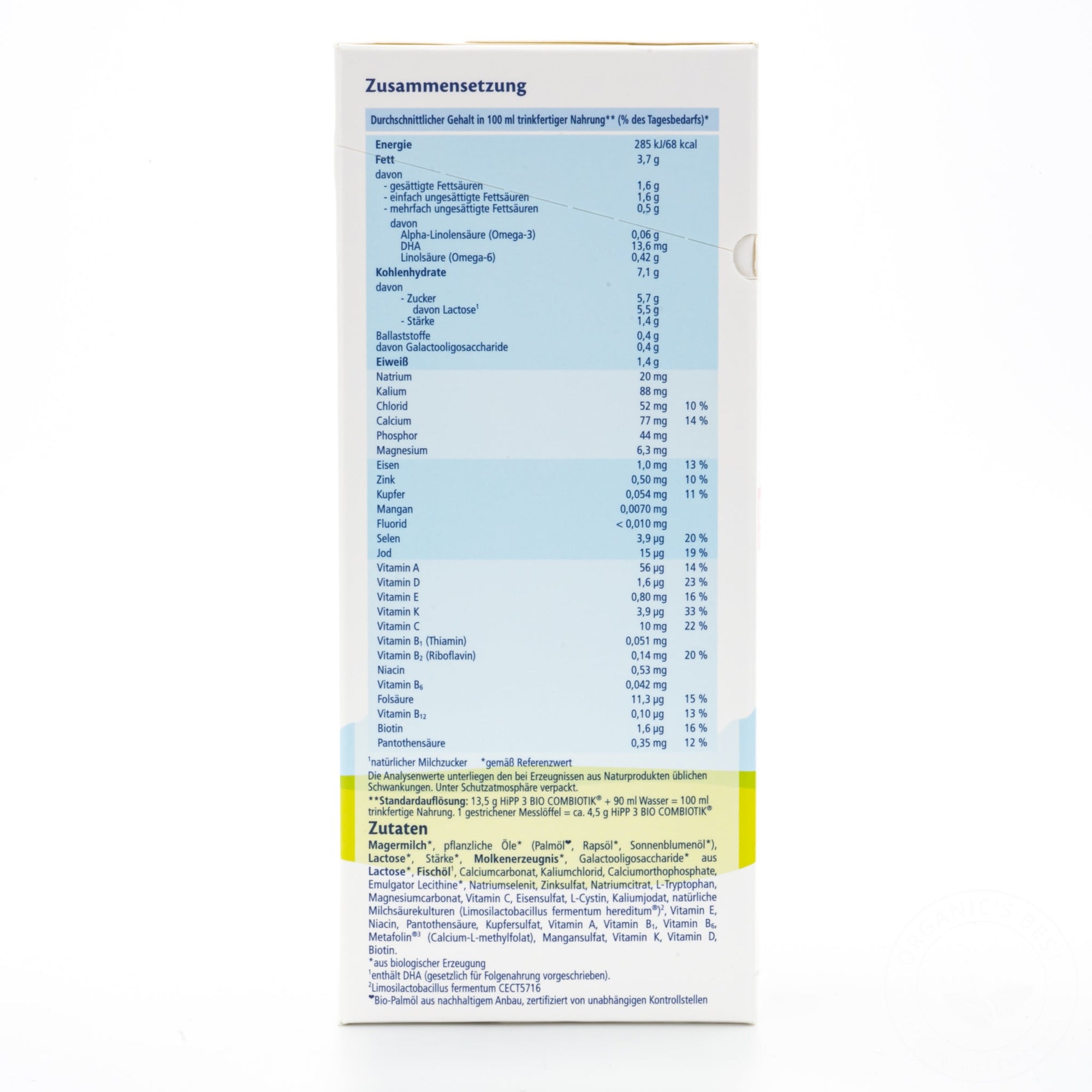 HiPP Stage 3 (10+ Months) Combiotic Formula - German Version | Nutrition Facts