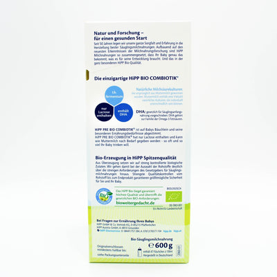 Description HiPP Stage PRE (Bio) Combiotic Infant Milk Formula - German Version