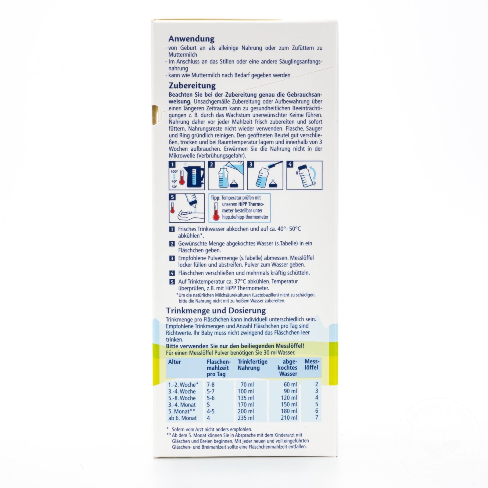 HiPP Stage PRE (0+ Months) Combiotic Formula - German Version | Baby Formula Preparation Instruction