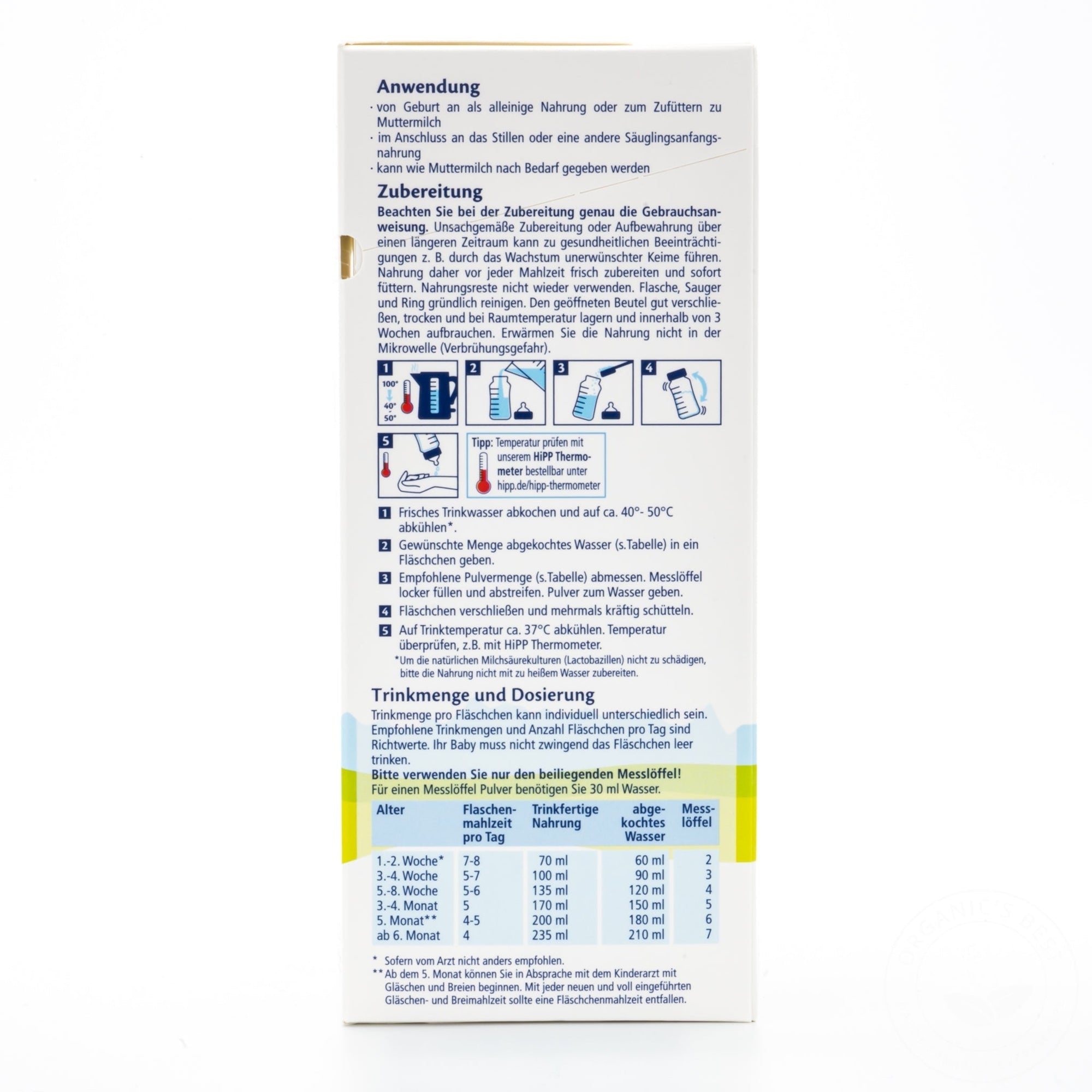 HiPP Stage PRE (0+ Months) Combiotic Formula - German Version | Baby Formula Preparation Instruction