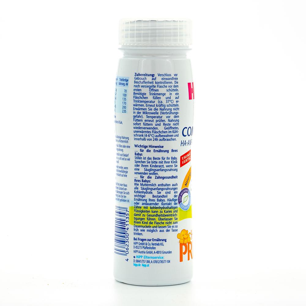 HiPP HA Stage PRE Ready to Feed Formula (200ml) - 60 Bottles