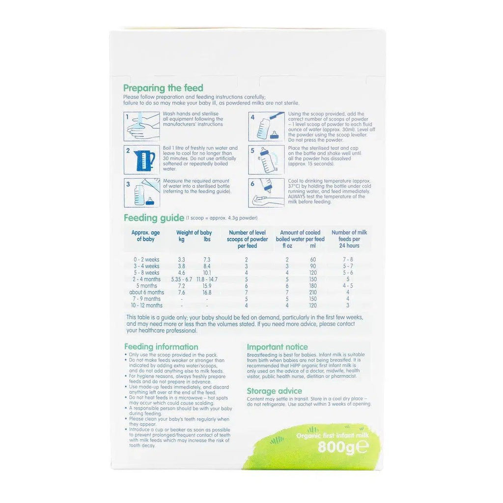 HiPP UK Stage 1 Organic Combiotic First Infant Milk Formula | Preparation