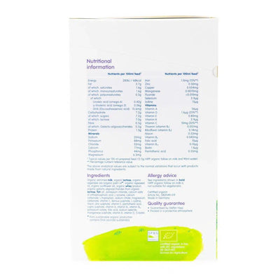 HiPP UK Stage 1 Organic Combiotic First Infant Milk Formula | Nutritional Information