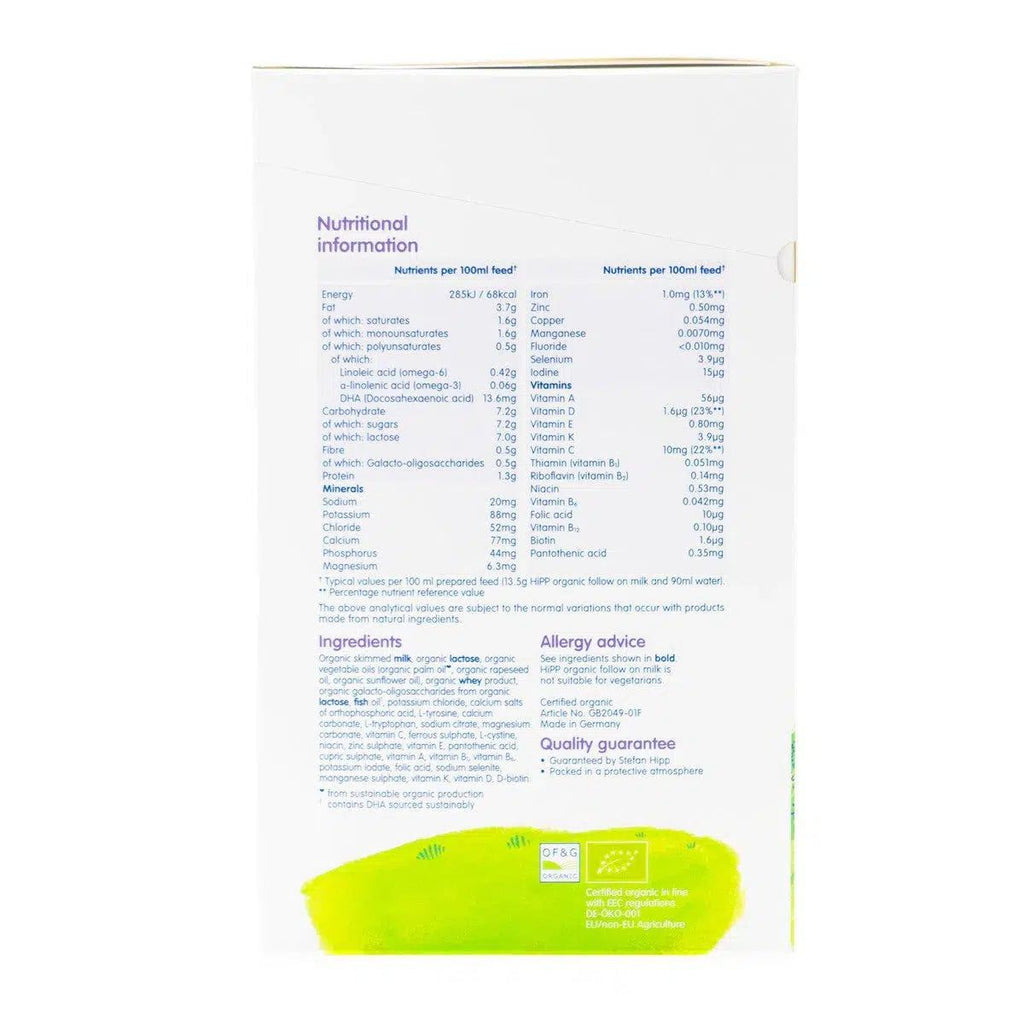 HiPP UK Stage 1 Organic Combiotic First Infant Milk Formula | Nutritional Information