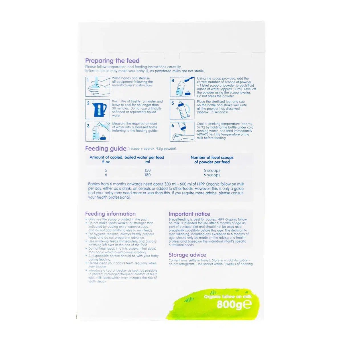 HiPP UK Stage 1 Organic Combiotic First Infant Milk Formula | Preparation
