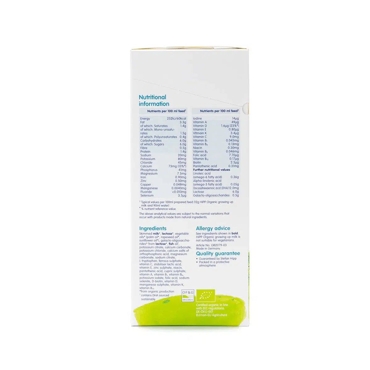 HiPP UK Stage 3 | Organic European Baby Formula | Ingredients