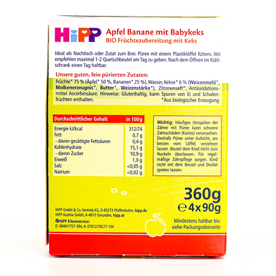 HiPP Fruit Pouches - Apple-Banana & Baby Biscuit Ingredients