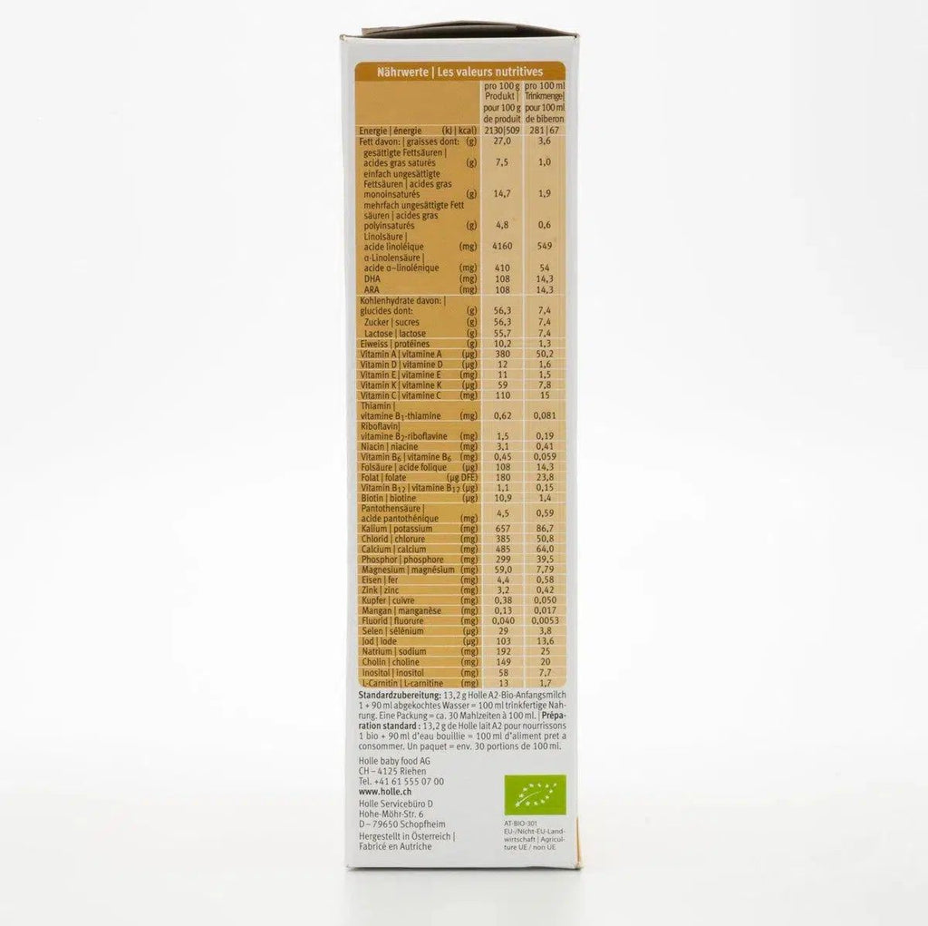 Holle A2 Stage 1 (0-6 Months) Formula | Nutrition Facts