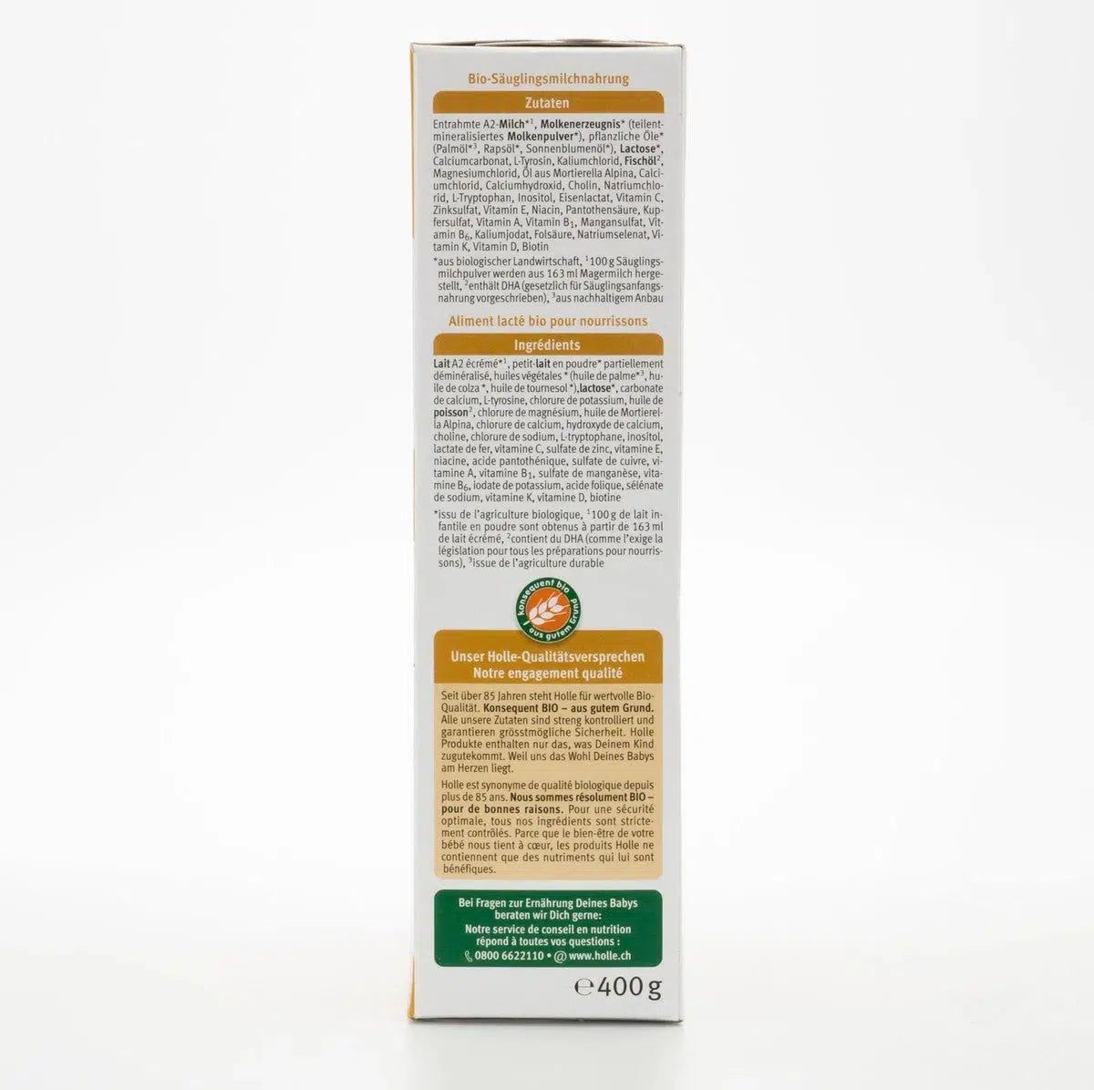 Holle A2 Stage 1 Formula (400g) - 8 Boxes