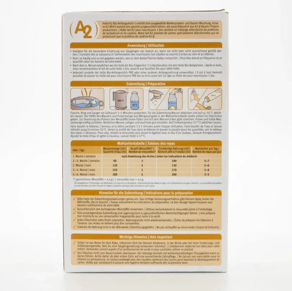 Holle A2 Stage 1 Formula (400g) - 8 Boxes