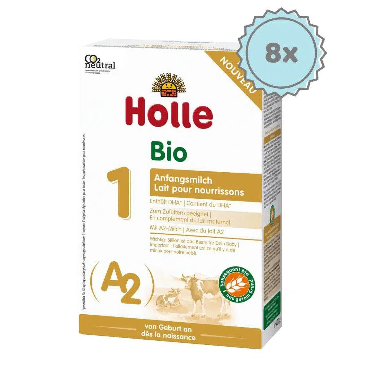 Holle A2 Stage 1 Formula (400g) - 8 Boxes