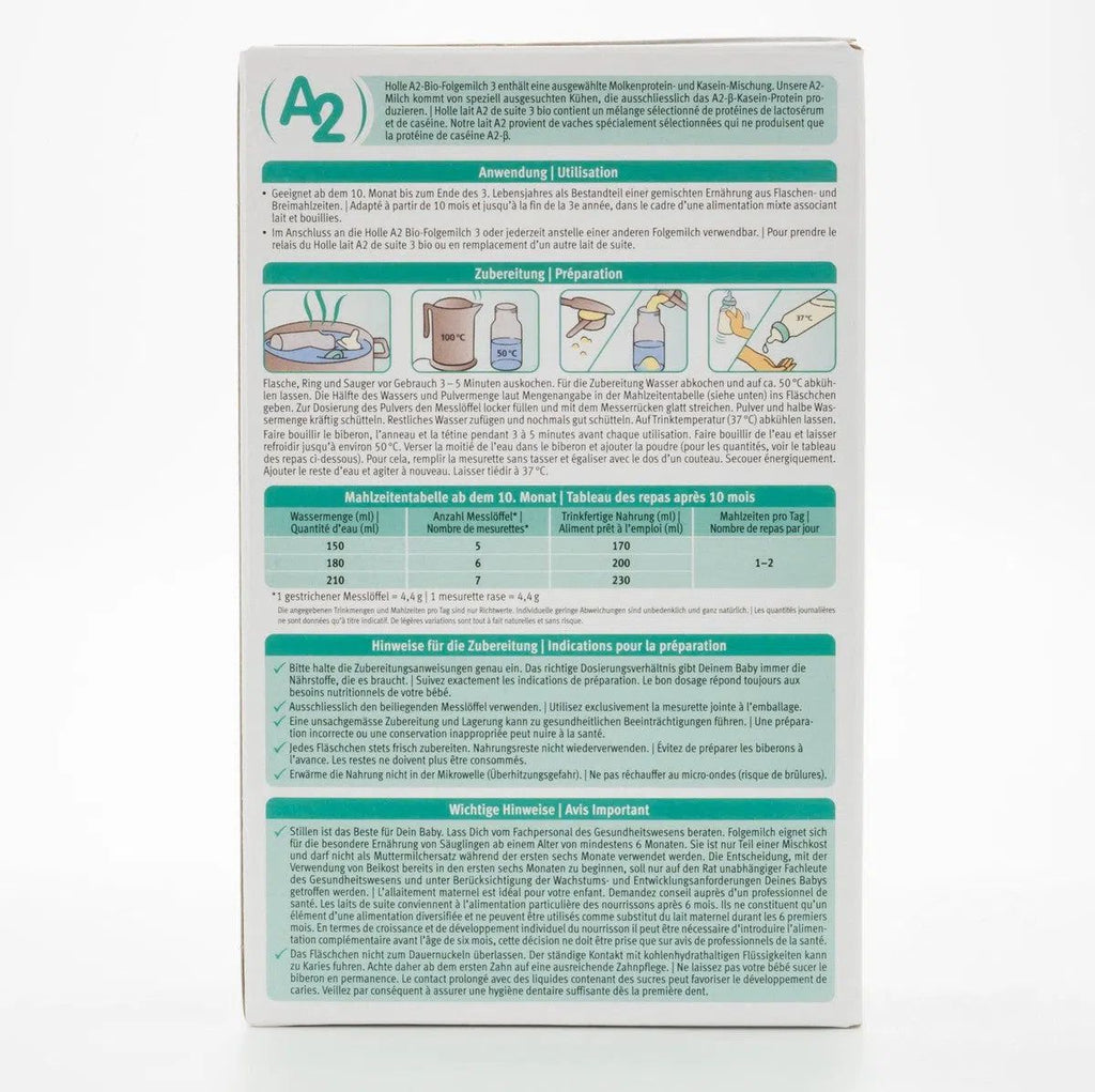 Holle A2 Stage 3 (12+ Months) Formula | Baby Formula Preparation Instruction