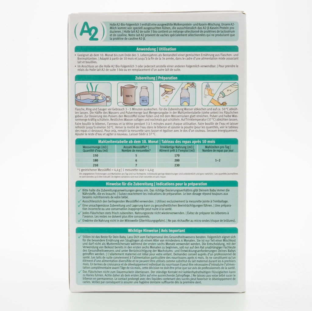 Holle A2 Stage 3 (12+ Months) Formula | Baby Formula Preparation Instruction