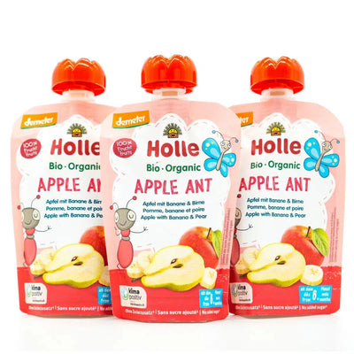 Holle Berry Puppy: Apple & Peach with Fruits (8+ months) - 12 Pouches | Organic Baby Pouches