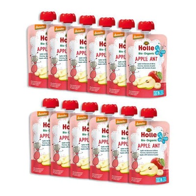Holle Apple Ant: Apple, Banana & Pear (6+ months) - 12 Pouches | Organic's Best Shop