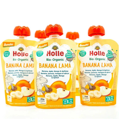 Holle Banana Lama: Banana, Apple, Mango & Apricot (6+ Months) | Organic Baby Pouches