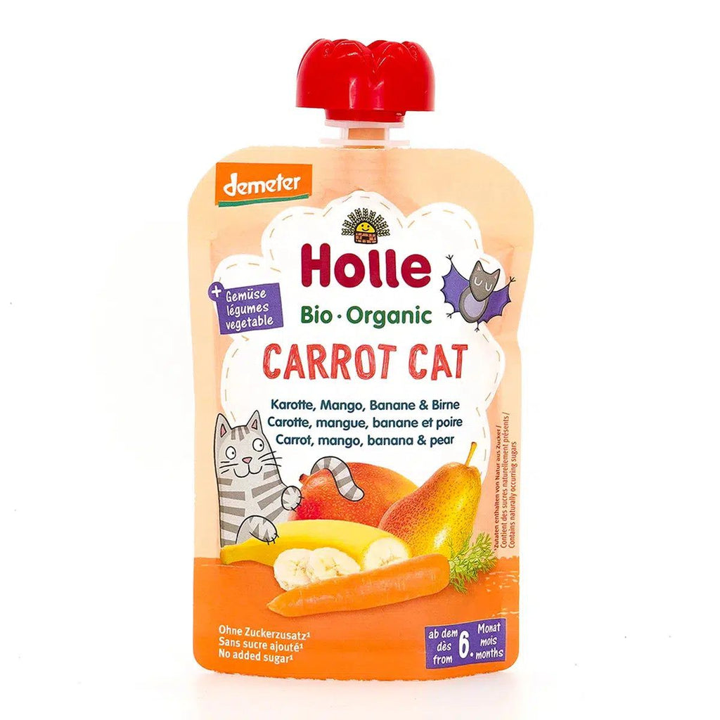 Holle Carrot Cat: Carrot, Mango, Banana & Pear (6+ Months) | Organic Baby Fruit Pouch