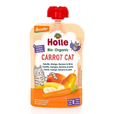 Holle Carrot Cat: Carrot, Mango, Banana & Pear (6+ Months) | Organic Baby Fruit Pouch