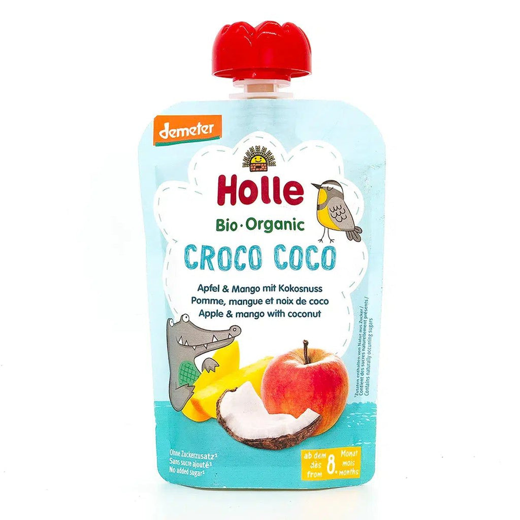 Holle Croco Coco: Apple & Mango with Coconut (8+ Months) | Organic Baby Fruit Pouch