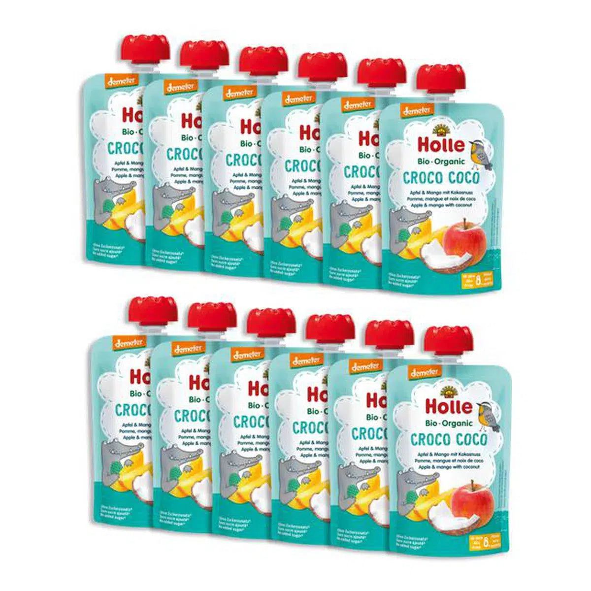 Croco Coco - Apple & Mango with Coconut (100g), from 8 months - 12 Pouches