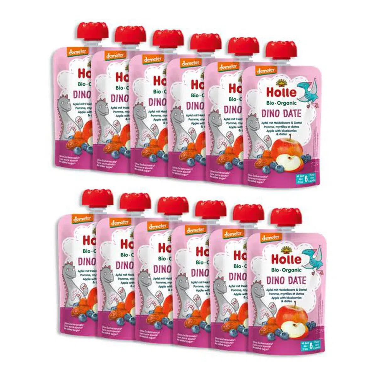 Dino Date - Apple with Blueberries & Dates (100g), from 6 months - 12 Pouches