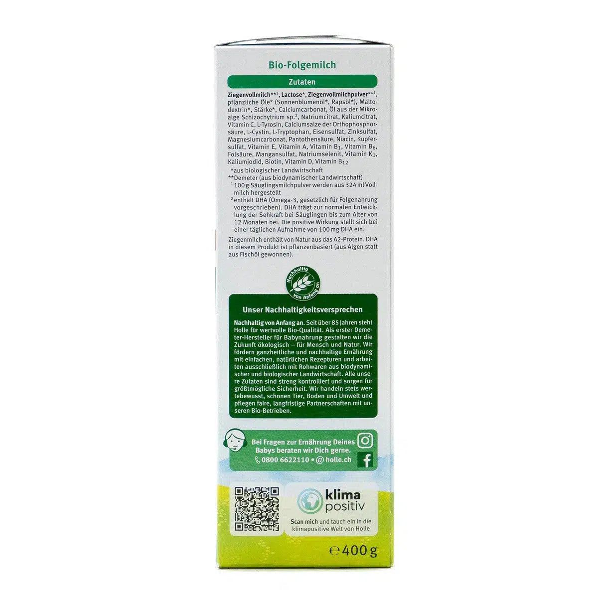 Holle Goat Milk Formula Stage 2 (400g) | European Baby Formula | Ingrediemts