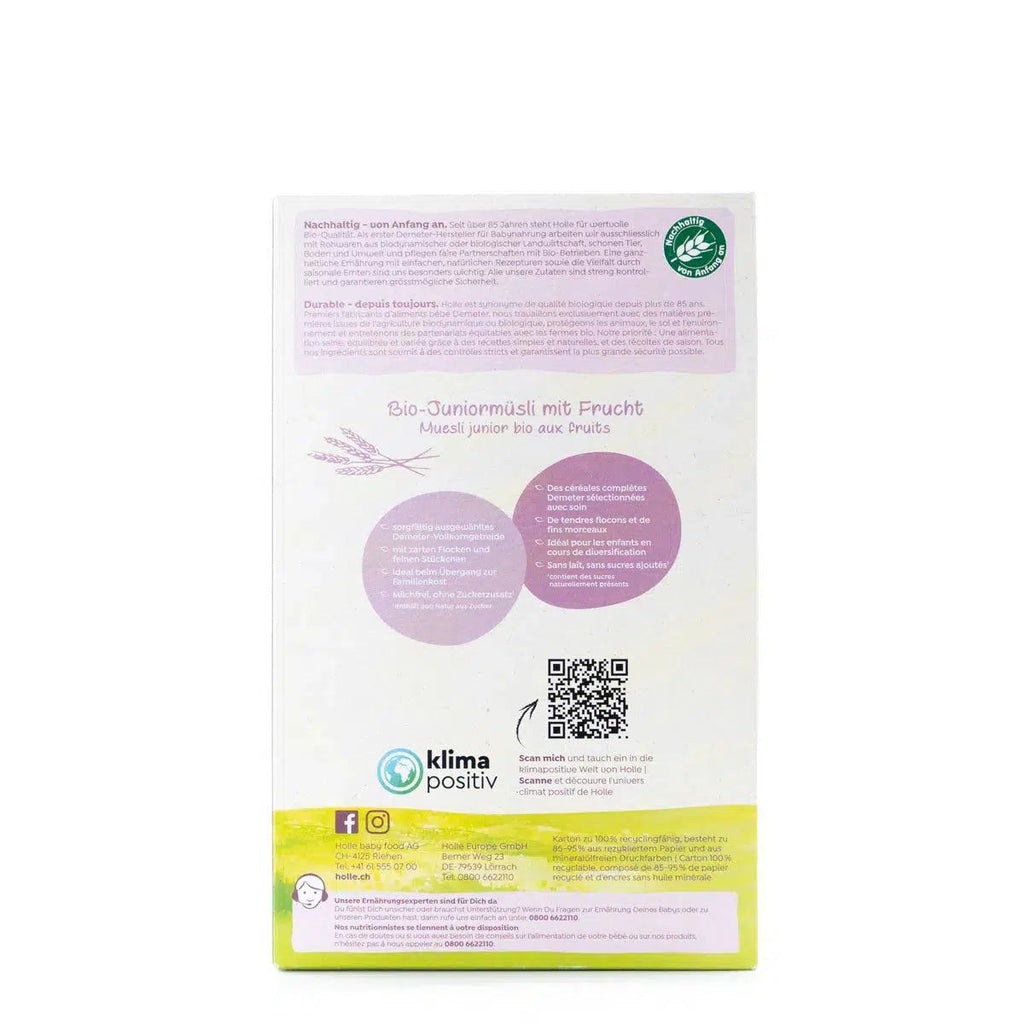 Holle Junior Multigrain Muesli with Fruit (10+ Months) - 250g | Organic's Best Shop | Ingredients
